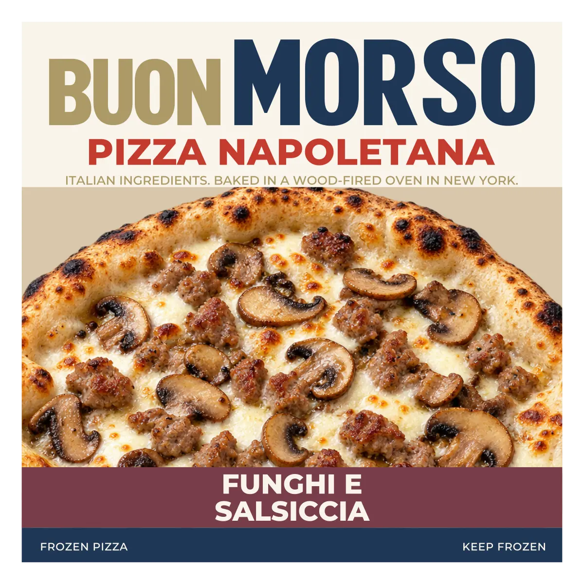 Funghi e Salsiccia Regular packaging illustration